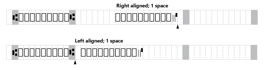 Left alignment on the account number field of a check.
