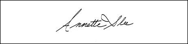 A small signature inside a box.