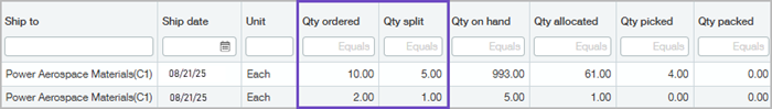 Original order quantity